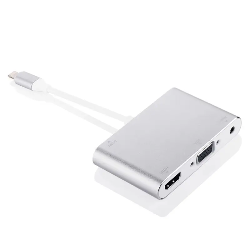 Переходник для HDTV кабель Lightning для HDMI VGA AV аудио Vedio кабель-адаптер для iPhone x 8 7 6plus для iPad Air/mini/pro - Цвет: Silver