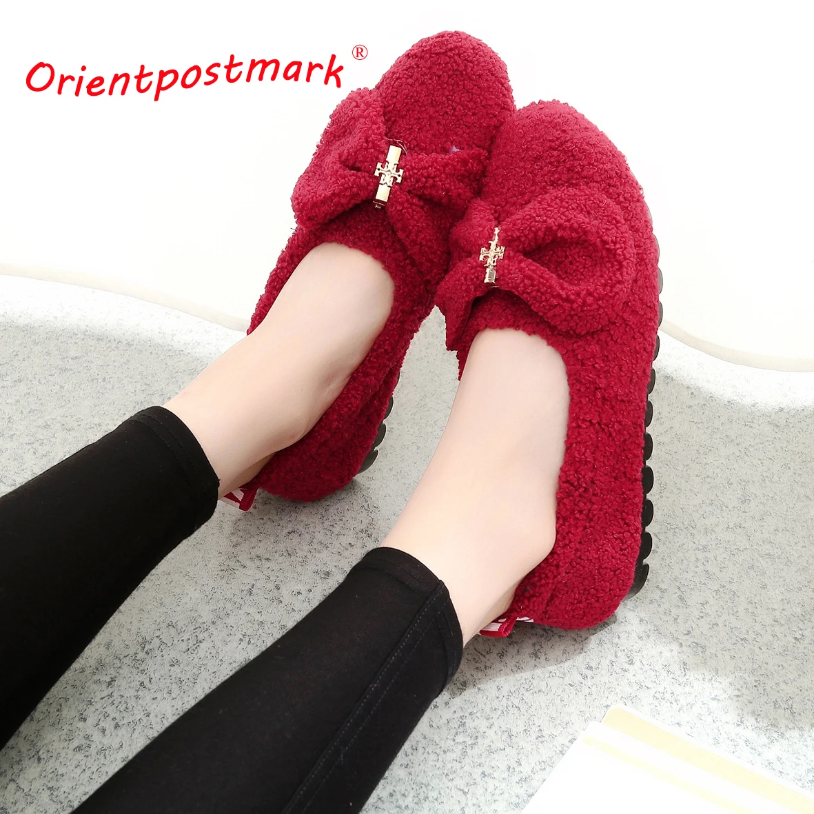 Women Ballet Flats Shoes  Adult Coral Velvet Shoes Women's Pregnant Flat Shoes Boat Shoes Women Soft Bottom Soft Surface