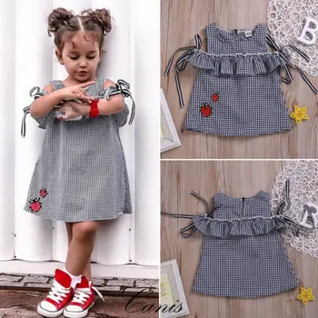 

Pudcoco 0-24m Newborn Toddler Girls Plaid Cotton Dress Ruffles Pageant Party Tutu Dress Outfits Clothes 0-24m