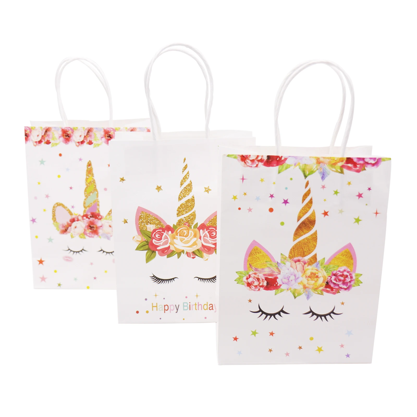 

27.5x15x8cm Unicorn Small Kraft Paper Gift Bag with Handle Festival Jewelry Bags for Birthday Unicorn Party Decoration Supply