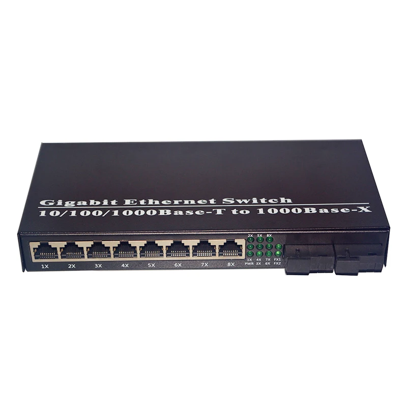 10/100/1000 M 8 RJ45 UTP и 2 волоконный порт волоконно-оптических Media Converter Gigabit Ethernet