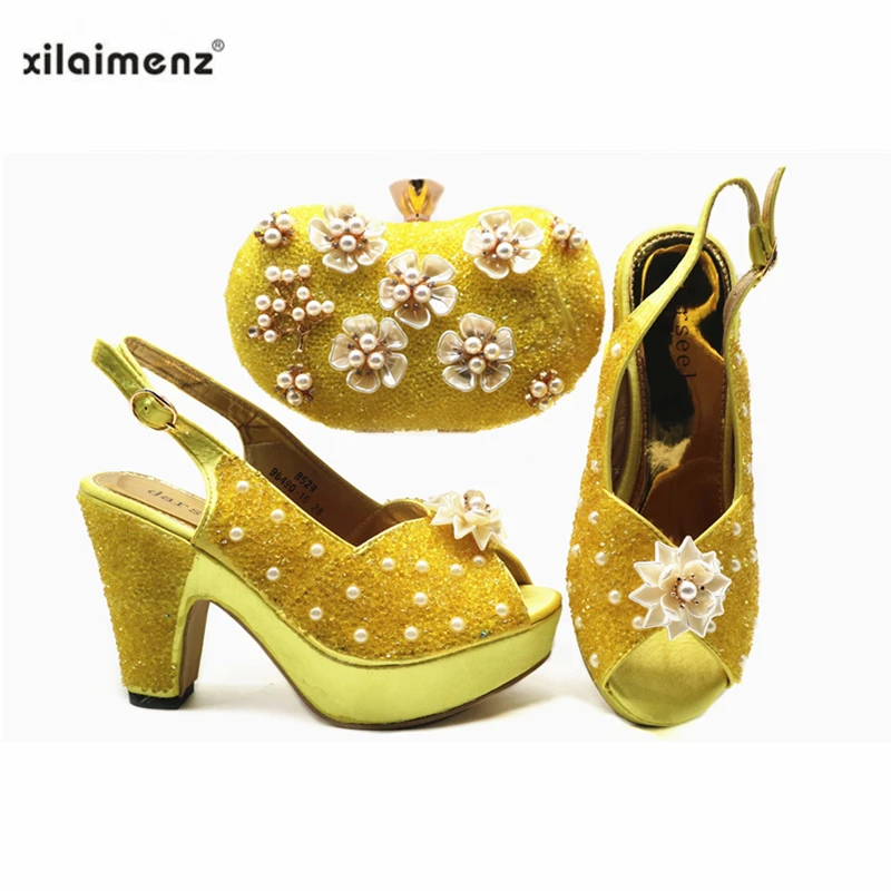 

Slingbacks New Arrivals Italian Buckle Strap Design Shoe and Bag to Match High Quality Yellow Sandals Nigerian Shoe Matching Bag