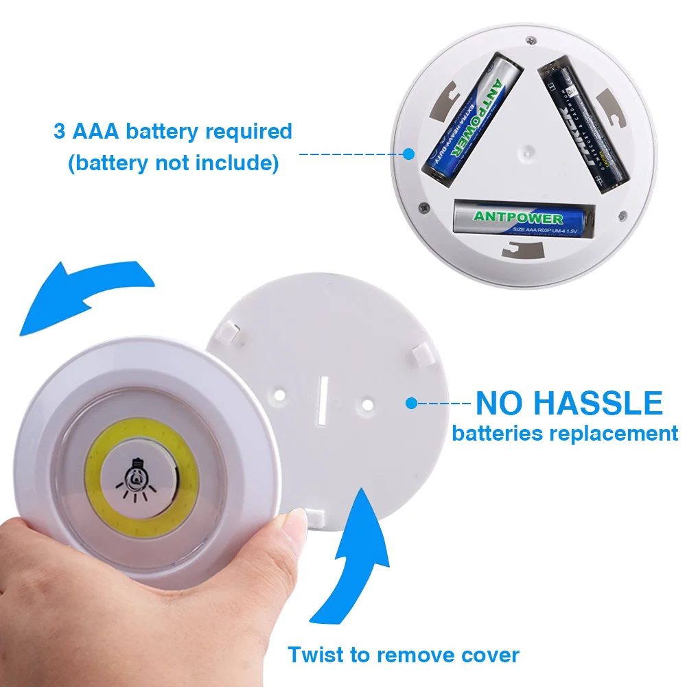 3 шт., светильник под шкаф, беспроводной, умный, светодиодный, ночник, батарея, мощность, дистанционное управление, лампа для кухонного шкафа, лестницы, коридора