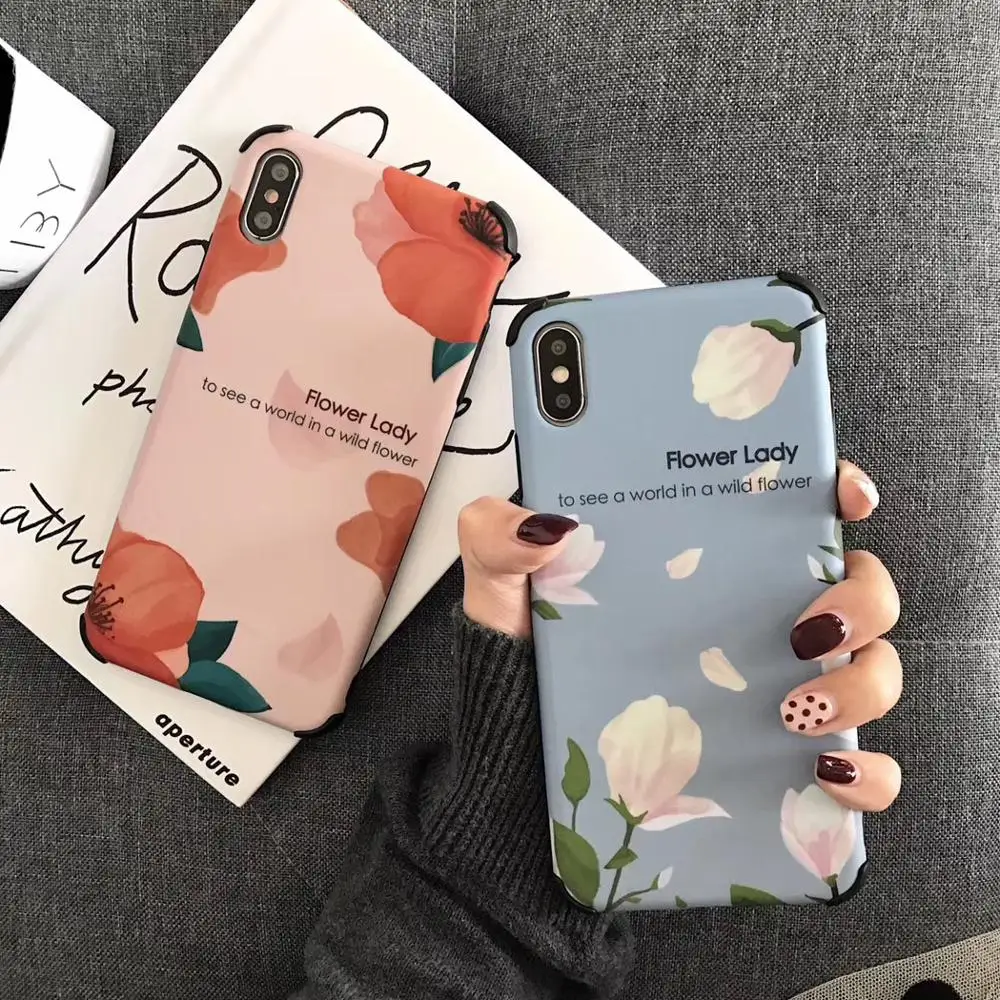 Korean style fresh floral Case for Good girlfriends iPhone X case XR XS MAX 6 Plus 6s 7 iphone 8 plus women |