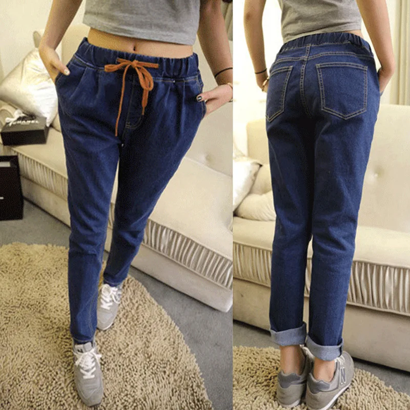 Hitz/женские джинсы большого размера; Узкие повседневные джинсовые брюки; Узкие Стрейчевые прямые джинсовые брюки с высокой талией; прямые джинсы для женщин