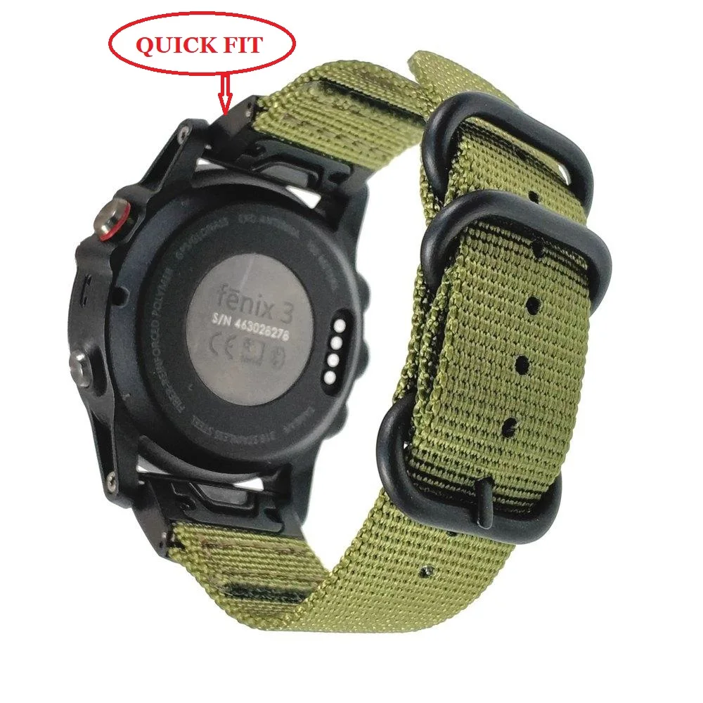 

Stainless Steel Metal Quick Fit 26mm/22mm NATO Nylon Watch Band Strap for Garmin Fenix 5/5 Plus/Fenix 5X/Fenix 3/D2 Delta PX