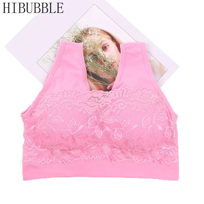 HIBUBBLE Women Crop Top Bras Wirefree Padded Push Up Bra One piece