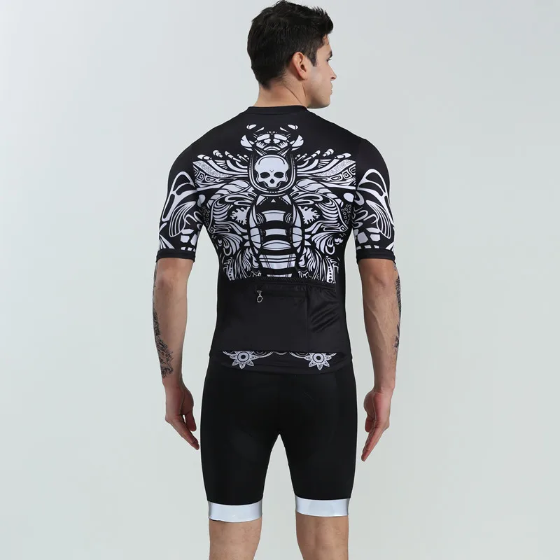 BOESTALK ghost mask bike clothing 2019 summer men short sleeve cycling Jersey+bib shorts maillot ciclismo hombre triathlon suit