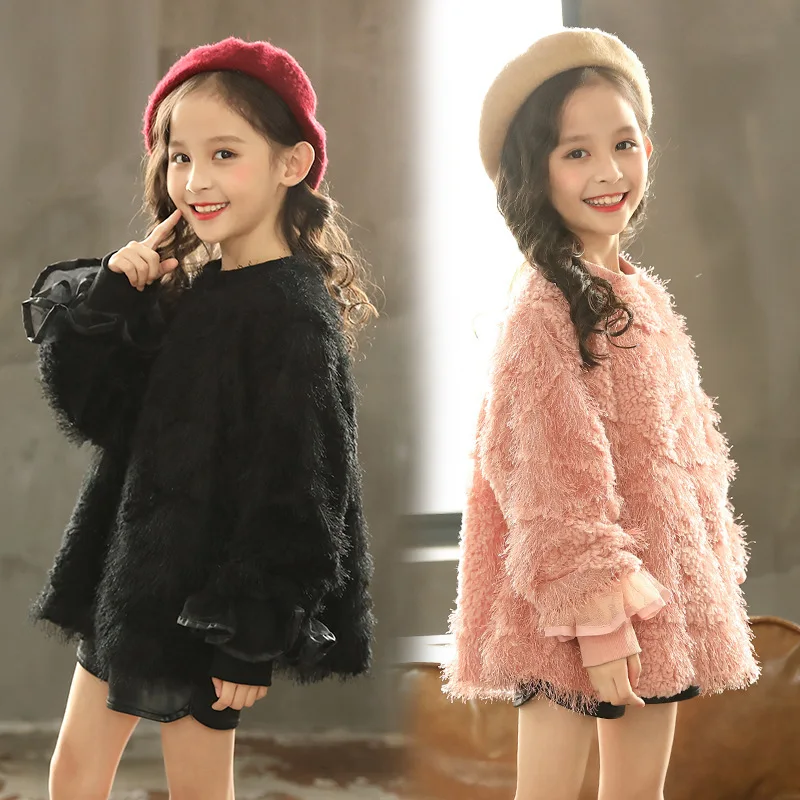Sweaters Girls Clothing Autumn and Winter New Korean Fashion Loose Female Baby Tassel Hair Sweater Coat Christmas Baby Clothes
