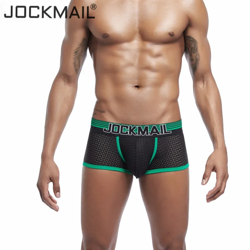 JOCKMAIL Новое сексуальное мужское нижнее белье боксеры из дышащей сетки мужские