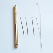 3x Hooking вентилирующая алюминиевая Тяговая игла+ 1 держатель комплект Сделать кружевные парики микро кольца петля волос/холодный фьюжн инструменты для волос