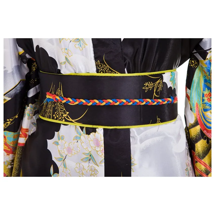 Pink Woman Lady Japanese Tradition Yukata Kimono With Obi Flower Vintage Evening Dress Cosplay Costume One size ZW03