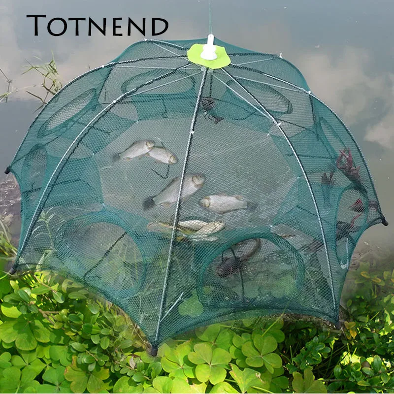 

Portable Hexagon 4/6/8/10 Hole Automatic Folded Fishing Shrimp Trap Fishing Net For Fish Shrimp Minnow Crab Baits Cast Mesh Trap