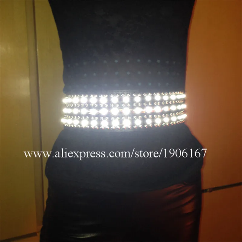 Hot Sale LED Luminous White Light Up Costumes Girdle Suit Clothes For Sxey Women Flashing LED DJ Party Dance Wear0