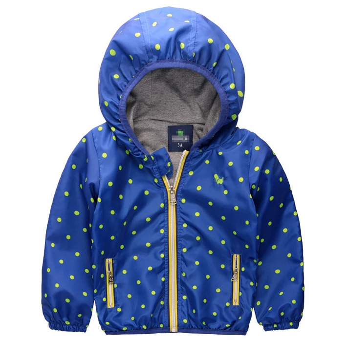 The new children's rain coat dust coat zipper hooded dot double