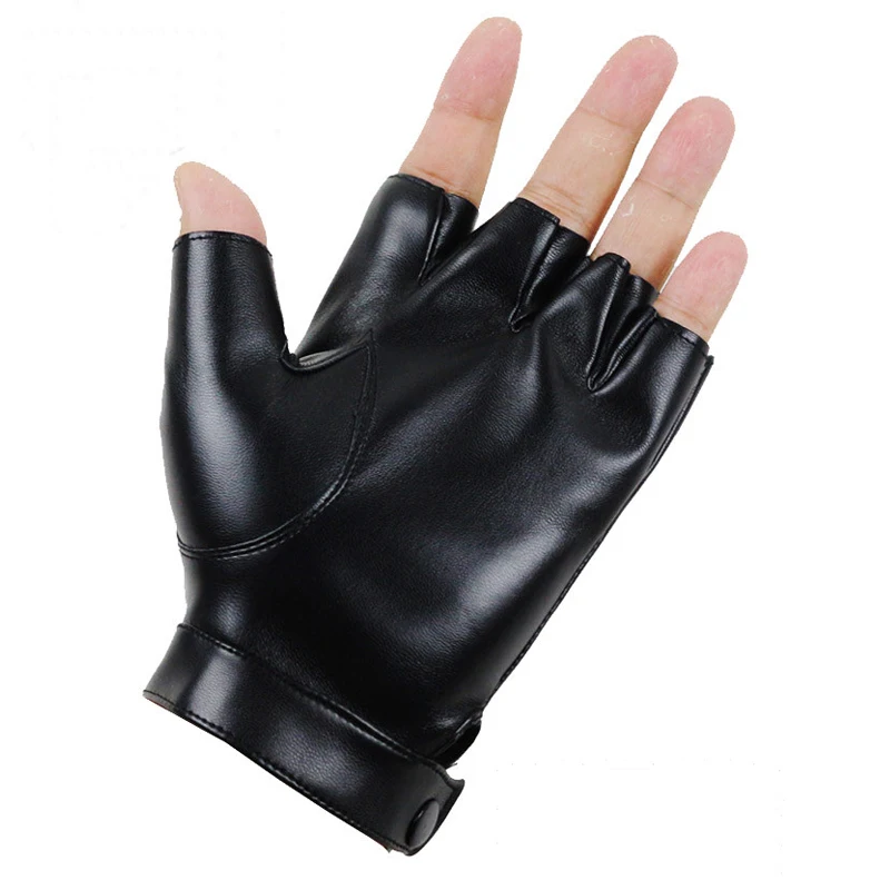 Длинные перчатки для мужчин и женщин из искусственной кожи без пальцев модные черные перчатки для вождения Luvas