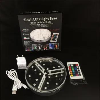 

2 Pieces/lot Rechargeable Lithium Battery Operated Remote Controlled LED Under Vase LED Light for Wedding Table Centerpeices