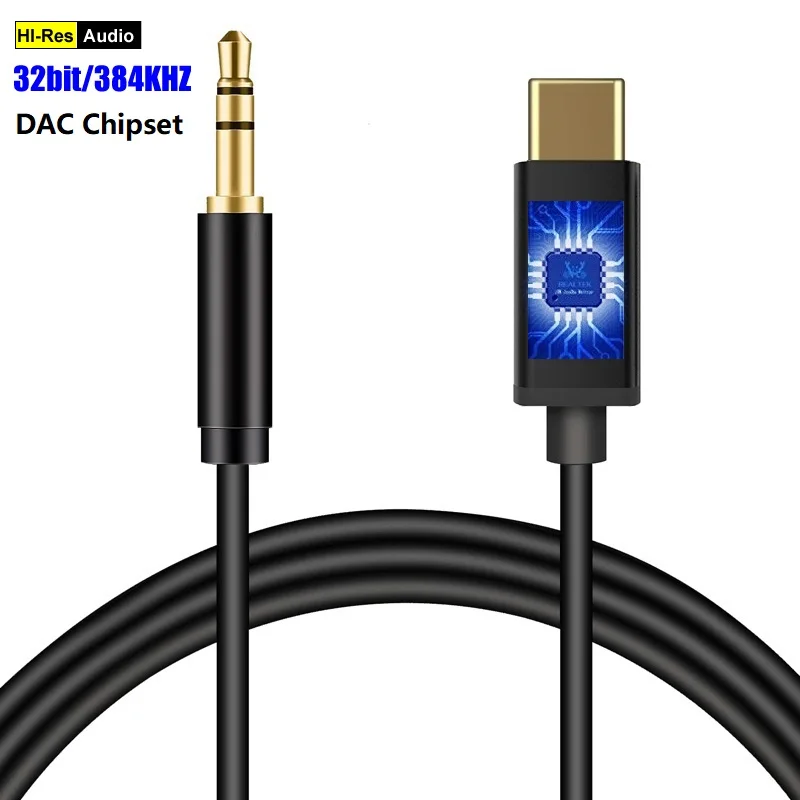 Вспомогательный цифровой аудиокабель Type C 3 5 мм DAC 32 бит/384 кГц для наушников