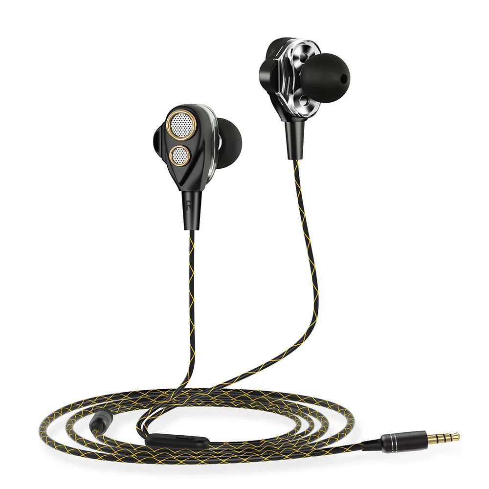 

Normal Wired In-ear Earphone Earbuds Stereo Sport Noise Isolating Headsets With Built-in Mic 3.5mm Four speakers 6D surround
