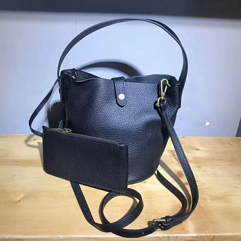 Women Shoulder Bags 100% Genuine Leather Bucket Bag Small Fashion Handbags Purse Brand Designer Ladies Crossbody messenger | Багаж и сумки