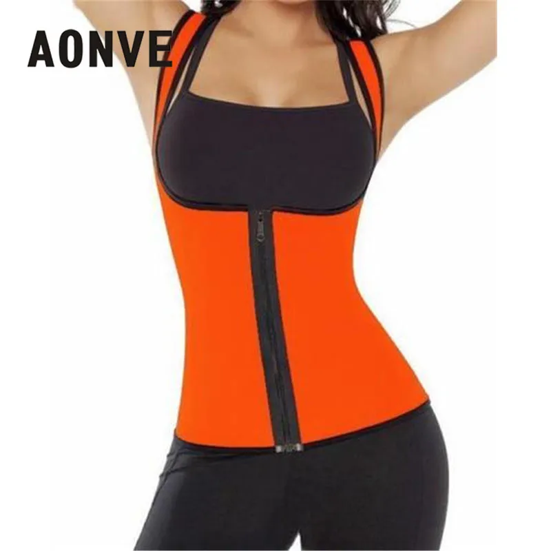 Waist Trainer Corset Belly Slimming Sheath Neoprene Sweating Vest Modeling Strap Tank Top Zipper