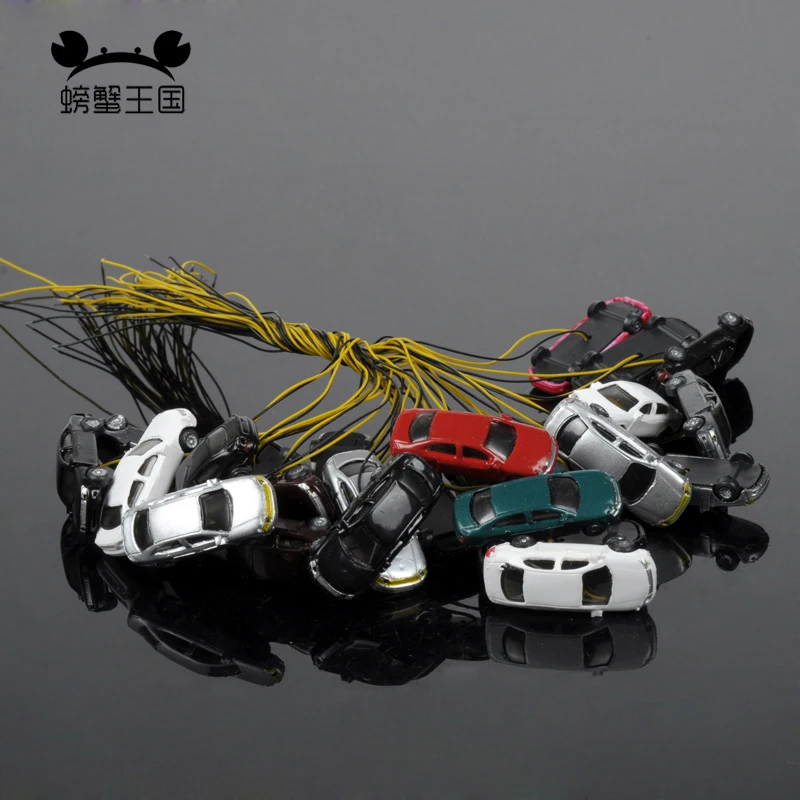 10pcs LED 조명 시뮬레이션 소형 자동차 모드 HO N 스케일 기차 철도 레이아웃 철도 풍경 액세서리 1:150 1:200
