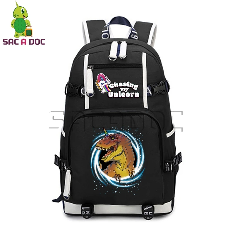 

Crazy Universe Dinosaur Unicorn Backpack College Student Book Bags Computer Backpacks Women Men Travel Bag