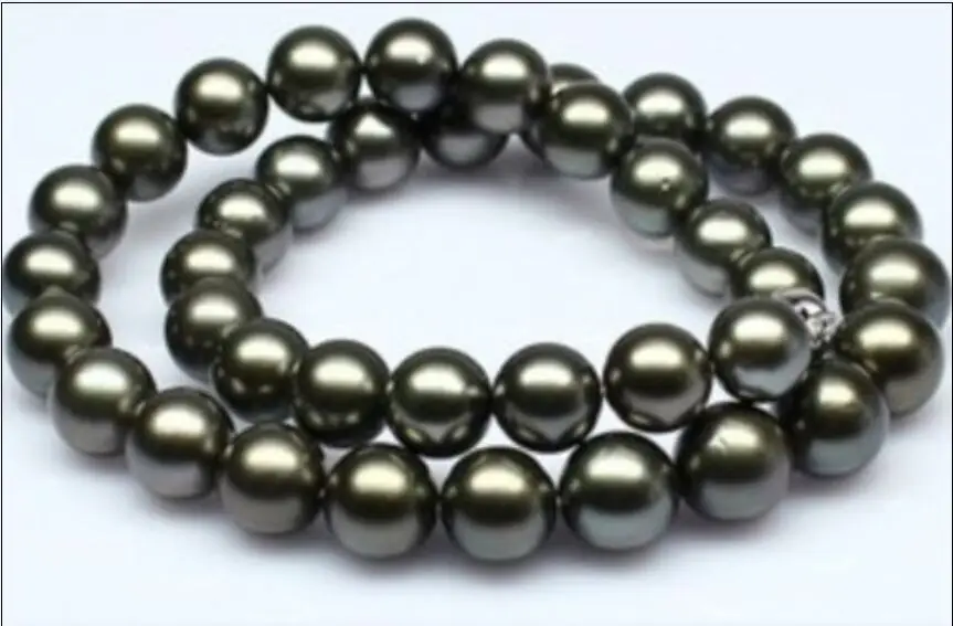 

FREE SHIPPING>>>@@ > Superb 11-12mm Natural Tahitian genuine black round pearl necklace