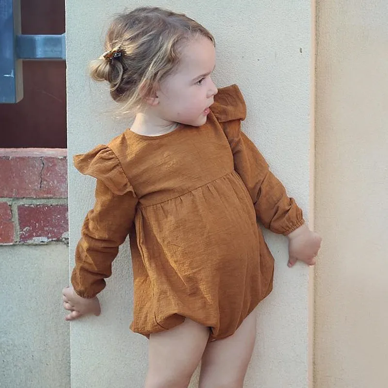 New Flying Long Sleeved Cotton Baby Rompers 2018 Spring Autumn Cute