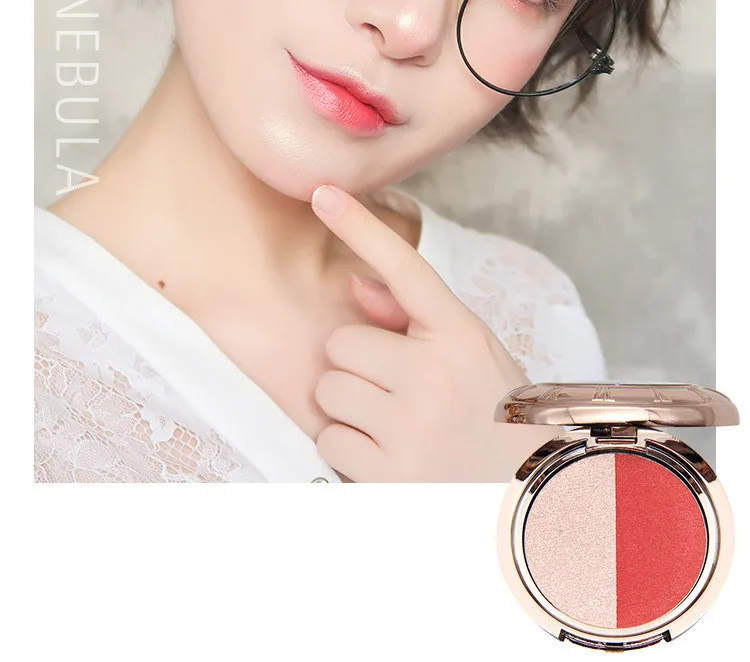 Relógio de Bolso Paleta de Blush em pó Two-cor Brilho Dois-em-um Contorno Facial Iluminador Bronze Maquiagem 2021 4 Cor 8 Cheap Blush