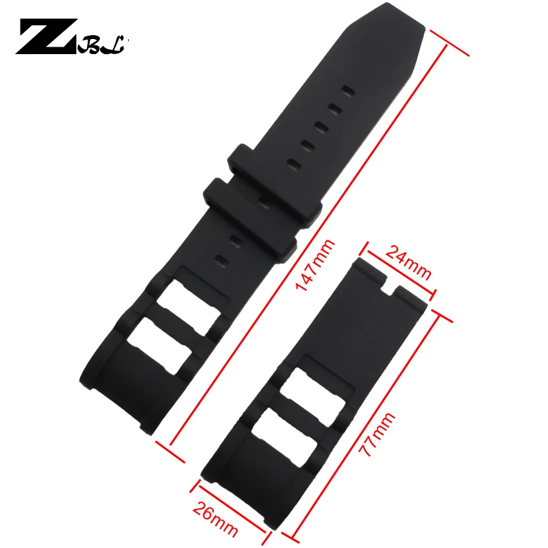 

Silicone rubber watch belt 26*24mm for invicta bracelet men waterproof wristband watchband measure buckle watch strap