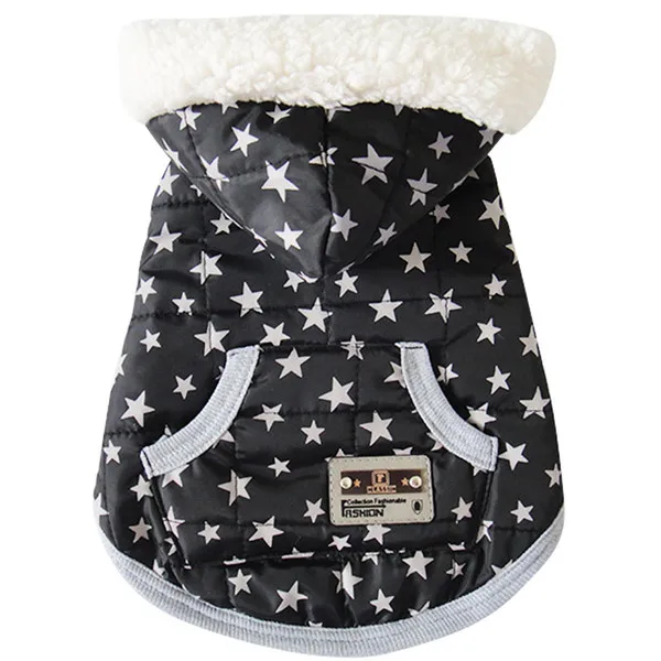 Классическая Милая зимняя куртка для собаки в горошек/со звездами/с бантом, теплая одежда для собак, новая одежда для собачий Щенячий жилет, S-XL Размер - Цвет: stars