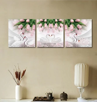 

3pcs/set,Full Diamond Embroidery,Lake Swan roses nature,3d Diy Diamond Painting Cross Stitch Kits Mosaic Crafts wall art Z977