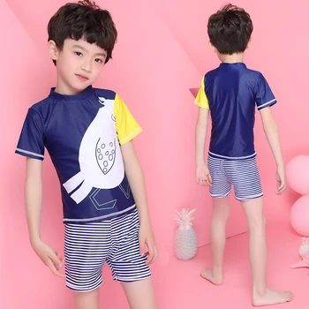 

HY8846 Children Swimwear 3pcs/set Hat+Shirts+Trunks Cartoon Bathing Suit Girl Boys Kids Sport Beachwear Baby Swimsuits Quick Dry