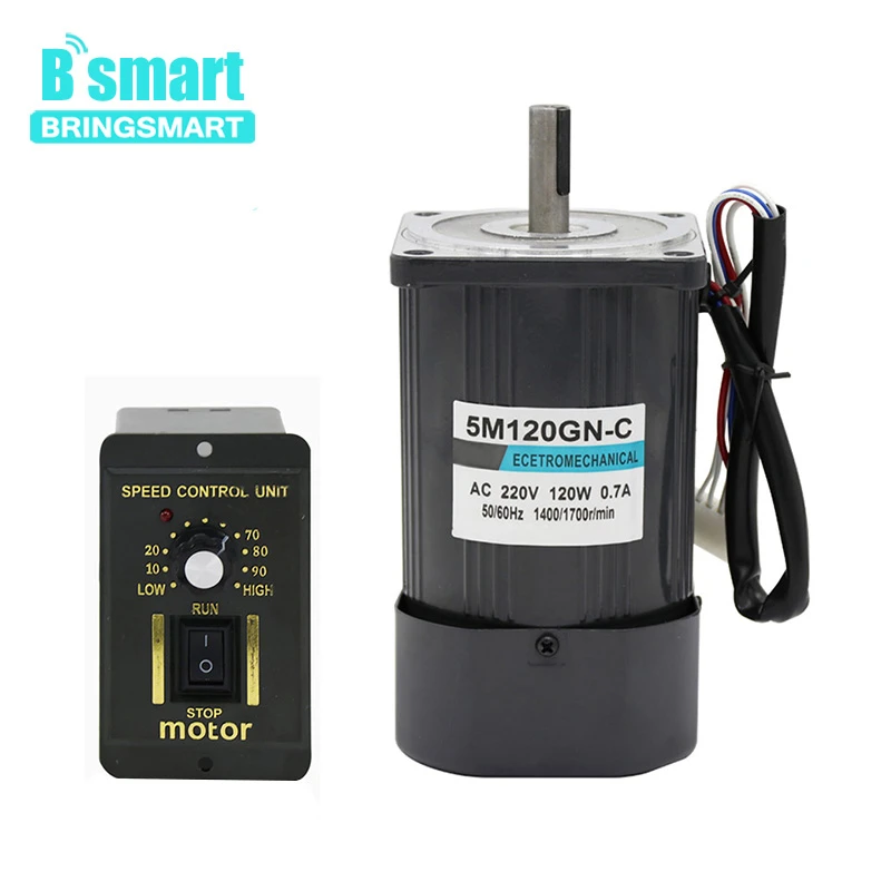 220V Adjustable Speed Motor AC Gear Motor Reversible Motor with Controller 120W 220V Adjustable Speed Motor AC Gear Motor Reversible Motor with Controller 120W