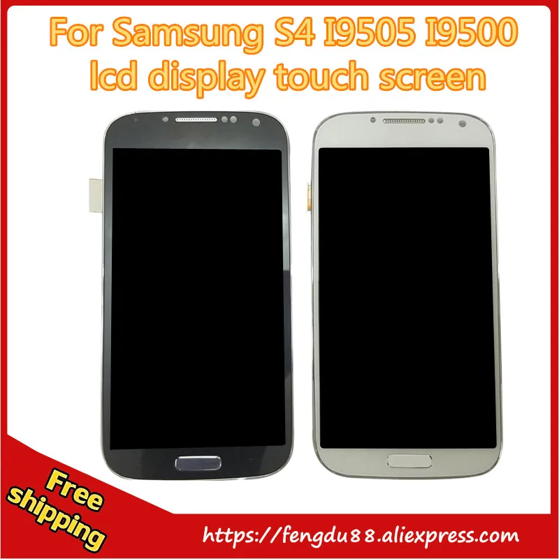 100% test For Samsung Galaxy S4 I9500 I9505 I337 LCD Display+Touch Screen Glass Digitizer+Bezel Frame Assembly Free Shipping