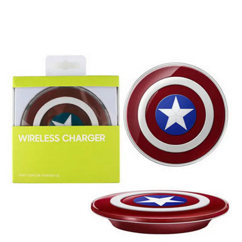 

New Captain America Wireless Charger Charging Pad for iPhone X 8 Plus Samsung Galaxy S8 S8 plus NOTE8 wireless charger