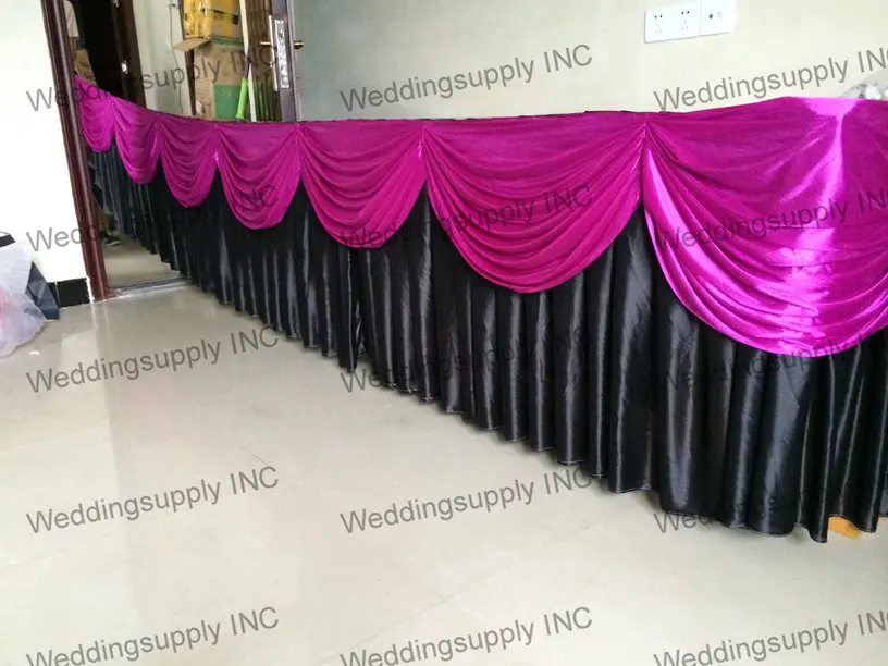 

13ft wedding party table skirting Table Side Cover with Metal clips