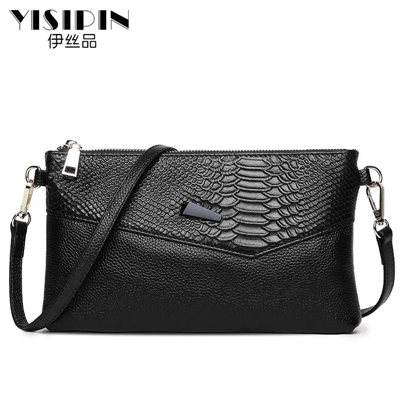 

YISIPIN Female First layer cowhid Clutch Totes Alligator Leather Shoulder bag Leather Messenger Bags Satchel bag Handbags