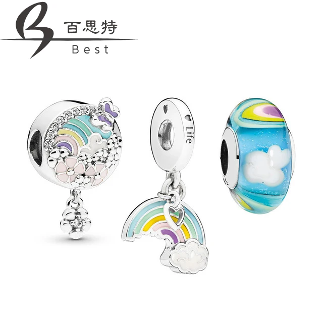 

BEST 100% 925 Sterling Silver New 2019 Spring Flower Colour Story Charm RAU0592 Over The Rainbow Charm Pack Beaded Gift Set