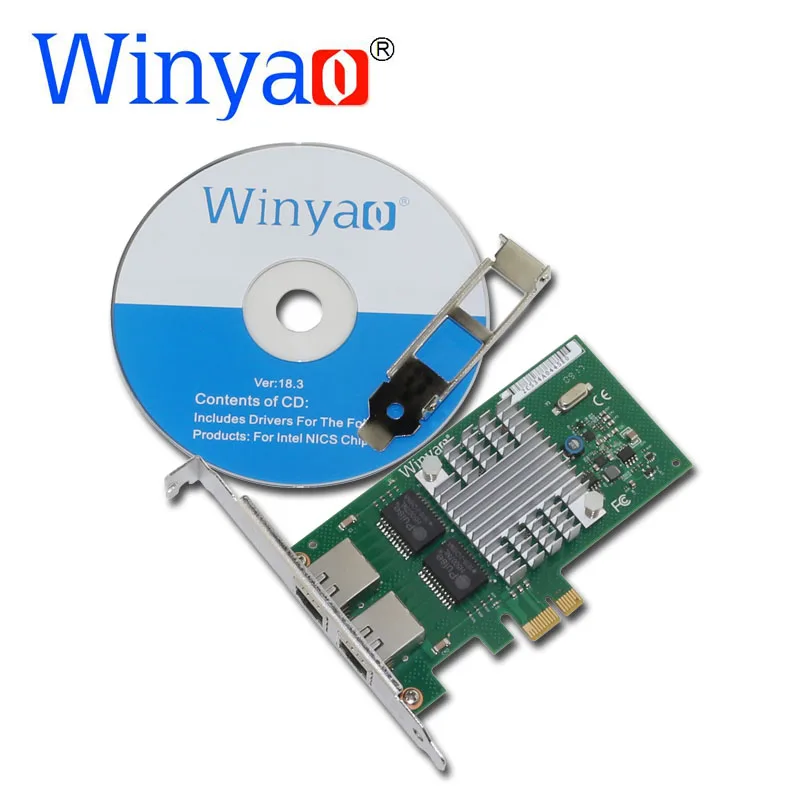 Winyao wyi350t pci-e x1 RJ45 сервер двойной Порты и разъёмы Gigabit Ethernet LAN 10/100/1000 Мбит/с сети Интерфейс карты для i350-t2 NIC