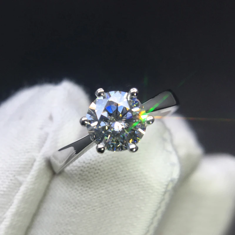 

Classic 14K White Gold 1ct 2ct 3ct Moissanite Ring VVS1 Round Cut Lab Diamond Ring Engagement wedding Anniversary For Women