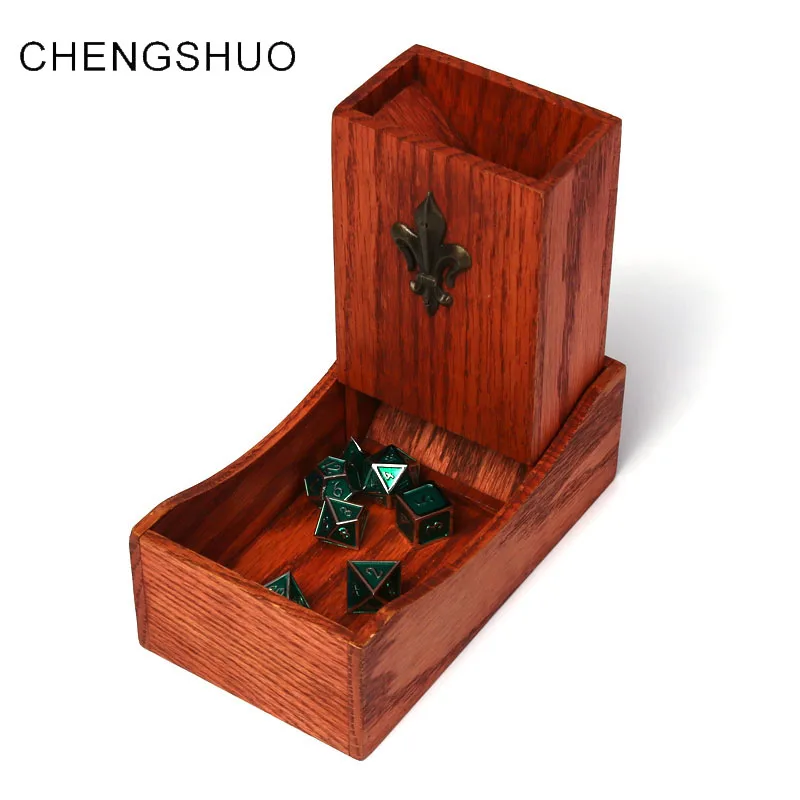 

Chengshuo dnd dice tower wooden rpg dice tray fold Oak Storage dice Magnet adsorption 17cm for dungeons and dragons table games