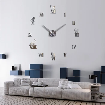 

new arrive mirror effect Affordable Modern style still life DIY home decoration wall stickers quartz Study Circular wall clock