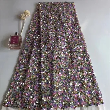 

Gorgeous sequins design net fabric fashion french tulle lace fabric for clothing PNZ878(5yards/lot) free shipping