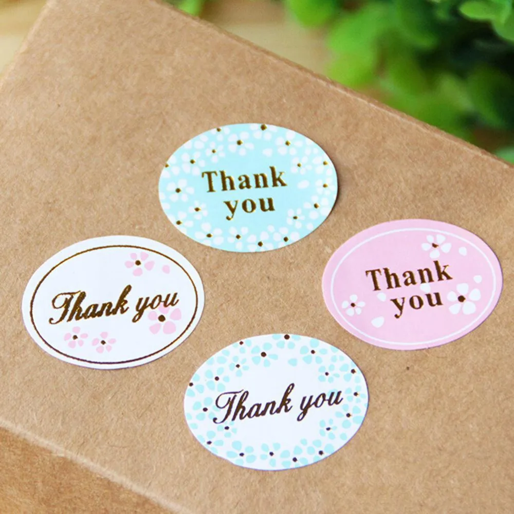

120pcs/5Sheets DIY Round Golden "Thank you" series color seal sticker for baking DIY Package label Decoration label stickers