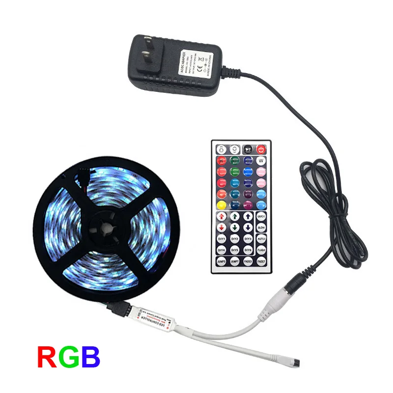 LED Strip Light RGB 5050 SMD 2835 Flexible Ribbon fita Led RGB Stripe 5M 10M 15M Tape Diode DC 12V+ Remote Control + Adapter EU (2)