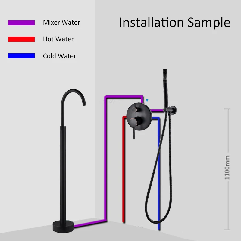 quyanre wanfan blacl bronze floor standing faucet wall mounte concealed hot cold water mixer tap with handshower dual way shower faucet mixer tap with floor standing faucet3