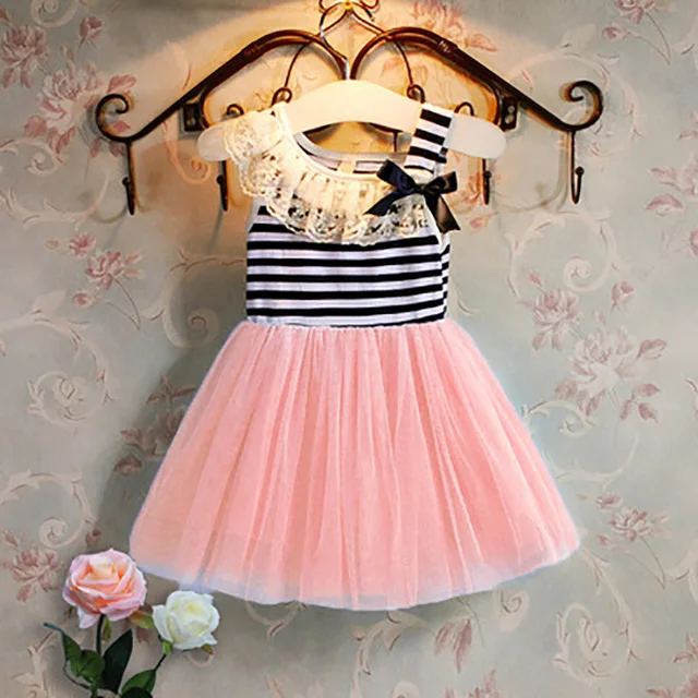 Одежда для девочек, платье г. Новая летняя одежда для девочек кружевное платье с цветочным узором для маленьких девочек Детские платья для девочек, повседневная одежда - Цвет: -G15-Pink-