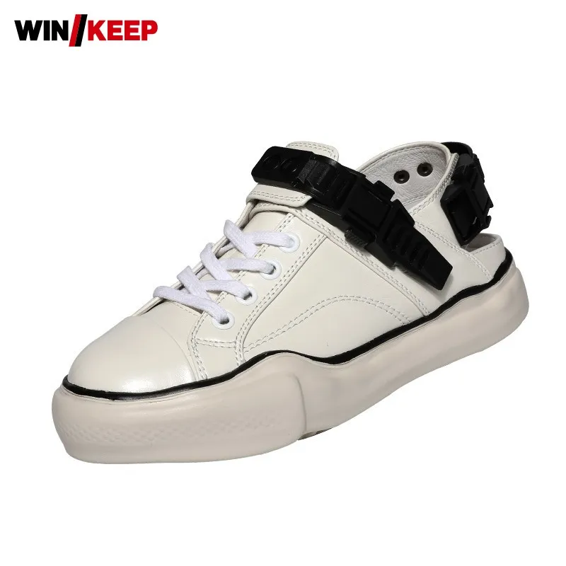 

Hot Sale Egland Solid Buckle Shoes Women Genuine Cow Leather Light Weight Breathable Sneakers Walking Sport Shoes Slippers